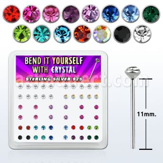 ny14mx caja display piercing nariz doblar tu mismo plata 925 0 6mm cristal redondo 2mm venta