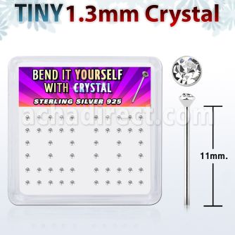 ny6cx caja display piercing nariz doblar tu mismo plata esterlina 925 0 6mm cristal claro 1 25mm al por mayor