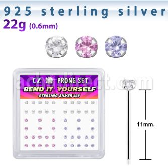 nyczbxm caja display piercing nariz doblar tu mismo plata esterlina 925 0 6mm zirconia redondas 2mm distribuidor mayorista