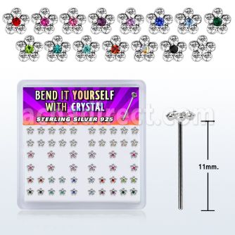 nyflbxs2 caja display piercing nariz doblar tu mismo plata esterlina 925 0 6mm flor cristal cristal redondo centro distribuidor