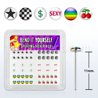 nylgx3 caja display piercing nariz doblar tu mismo plata esterlina 925 0 6mm disenos logo variados al por mayor