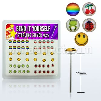 nylgx5 caja display piercing nariz doblar tu mismo plata esterlina 925 0 6mm estilos variados logos al por mayor