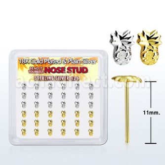 nympa36 caja display 36 piercing nariz doblar tu mismo plata 925 0 6mm pina plata lisa oro 18 kts al por mayor