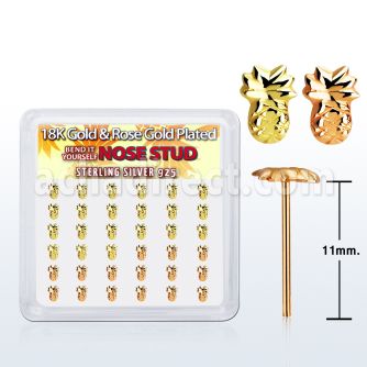 nymxpa36 caja display 36 piercing nariz doblar tu mismo plata 925 0 6mm pina plata lisa oro rosa 18 kts mayorista