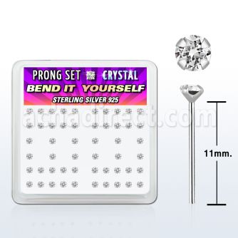 nyp14cx caja display piercing nariz doblar tu mismo plata esterlina 925 0 6mm cristal redondo claro 2mm distribuidor