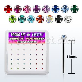 nyp9mbx caja display 36 piercing nariz doblar tu mismo plata esterlina 925 cristal 1 5mm color distribuidor mayorista