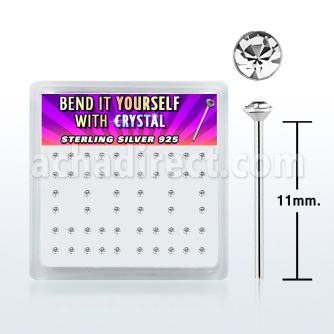 nyrdbxc caja display piercing nariz doblar tu mismo plata esterlina 925 0 6mm cristal claros redondos 1 5mm mayorista