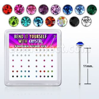 nyrdbxm caja display piercing nariz doblar tu mismo plata esterlina 925 0 6mm cristal redondos 1 5mm al por mayor