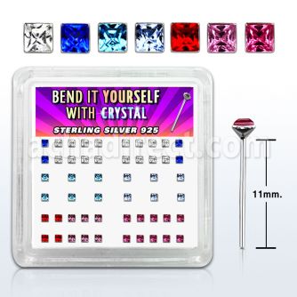 nysqbx caja display piercing nariz doblar tu mismo plata esterlina 925 0 6mm cristal cuadrado distribuidor mayorista