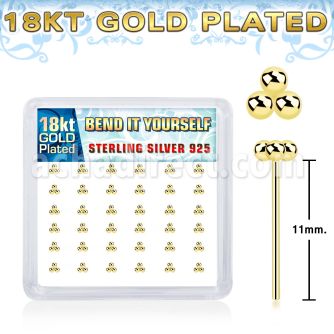 nytsv36g 18k plated silver bend nose studs balls 36pcs