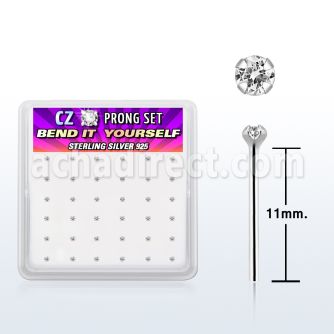 nyz15cbx caja display 36 piercing nariz doblar tu mismo plata esterlina 925 zirconia redonda 1 5mm al por mayor