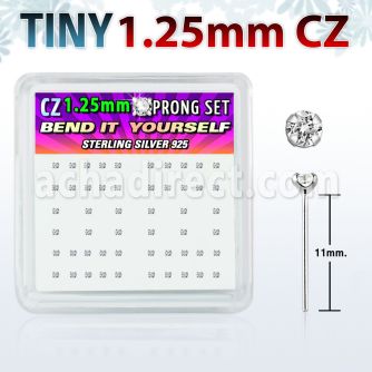 nyzbc12 caja display piercing nariz doblar tu mismo plata 925 0 6mm zirconia claras 1 25mm mayorista