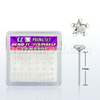 nyzbsc caja display piercing nariz doblar tu mismo plata esterlina 925 0 6mm zirconia claras estrella 3mm distribuidor