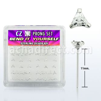 nyzbtc caja display piercing nariz doblar tu mismo plata esterlina 925 0 6mm zirconia claras tri 3mm mayorista