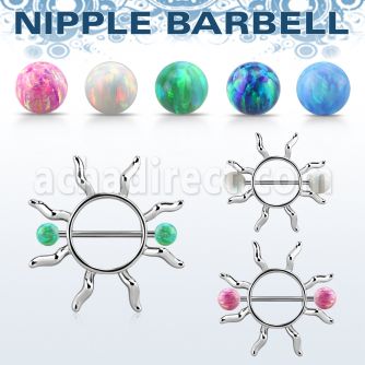 opnp104 pezonera pezon sol estilo janet jackson barbell acero quirurgico 1 6m bolas opalo 5mm distribuidor mayorista