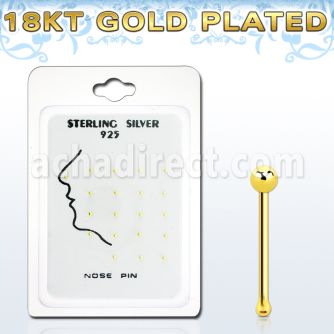 p18kgb pack display 20 piercing nariz hueso 925 oro 18 kts 0 6mm bola 1 5mm distribuidor