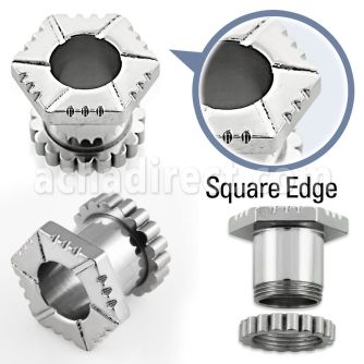 pcu dilatacion tunel tornillo acero 316l brillo espejo corte estilo hexagonal bordes ranurados distribuidor