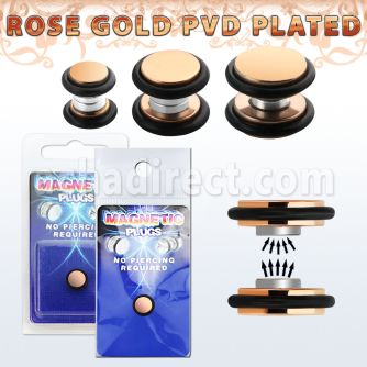 pkmp120 plug falso magnetico acero 316l anodizado oro rosa anillos goma 1 pieza distribuidor