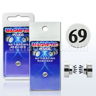 pkmp12 plug falso magnetico acero quirurgico logo 69 8mm 1 pieza al por mayor