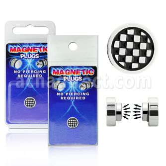 pkmp15 plug falso magnetico acero quirurgico logo cuadros 8mm 1 pieza distribuidor mayorista