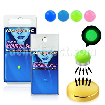 pkmr3 surtido piercings falsos piercing monroe falso magnetico 3mm bola brilla oscuridad bandeja magnetica dorada 1 pieza venta