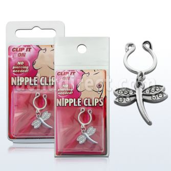 pknp20 surtido piercings falsos clips pezon falsos libelula alas cristal 1 pieza distribuidor