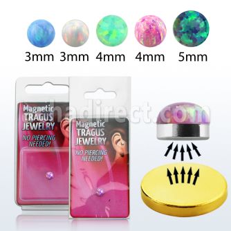 pktg10 surtido piercings falsos piercing tragus falso magnetico opalo redondo bandeja magnetica color dorado 1 pieza distribuidor mayorista