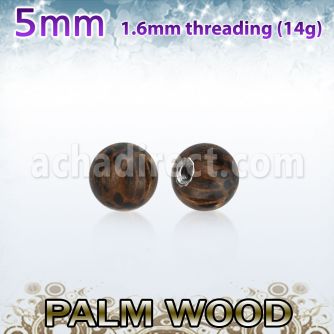 plball5 bola madera palma 5mm rosca acero quirurgico mayorista