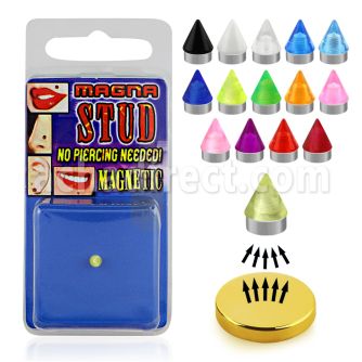 pmvn3 piercing magnetico falso acrilico uv cono 3mm base magnetica color dorado 8mm 1 pieza mayorista