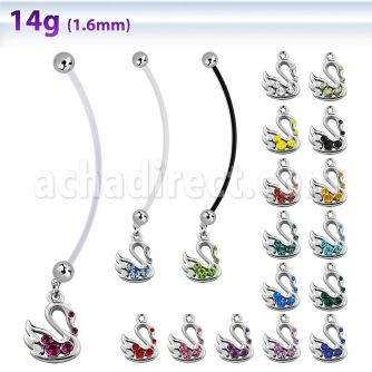 pnd472 piercing ombligo embarazada bolas 5mm acero colgante cisne cristal longitud 50mm distribuidor
