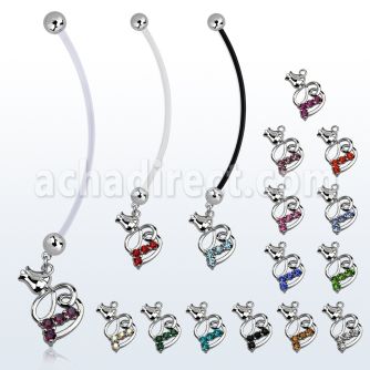 pnd510 piercing ombligo embarazada bolas 5mm acero colgante flor tulipan longitud 50mm al por mayor