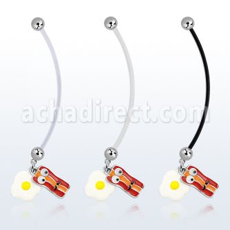 pnd645 piercing ombligo embarazada bolas 5mm acero colgante huevo bacon longitud 50mm distribuidor mayorista