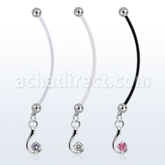 pndz730 piercing ombligo embarazada bolas 5mm acero colgante moderno zirconia plata longitud 50mm distribuidor mayorista