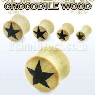 pysr dilatacion plug doble flare madera cocodrilo estrella negra frente al por mayor