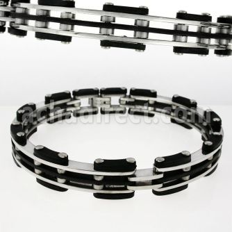 rsb119 brazalete hendiduras acero inoxidable brillo espejo detalles goma distribuidor mayorista