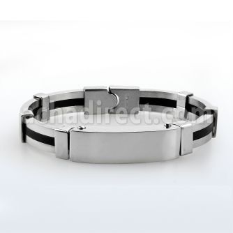 rsb18 brazalete acero inoxidable brillo espejo pulsera detalle goma placa nombre al por mayor