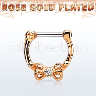 rsepk16 septum click plata 925 oro rosa barra cierre acero 316l arco zirconia centro distribuidor mayorista