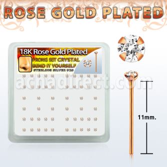 rsnypxc caja display piercing nariz doblar tu mismo plata esterlina 0 6mm oro rosa cristal claro redondo 1 5mm al por mayor