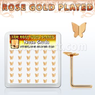 rssbtf36 display caja unidades chapado oro rosa plata piercing nariz plain mariposa parte superior