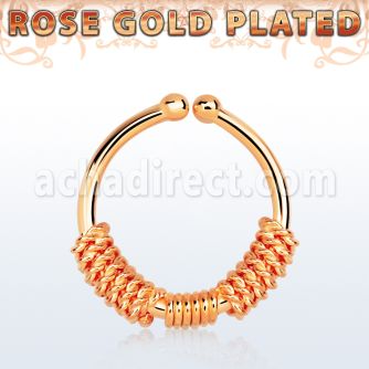 rssep12e anillo septum falso plata 925 oro rosa 1mm tres cuerdas envueltas alrededor tercio anillo 12mm distribuidor mayorista