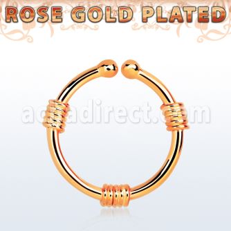rssep12h anillo septum falso plata 925 oro rosa 1mm tres alambres envueltos alrededor anillo 12mm al por mayor