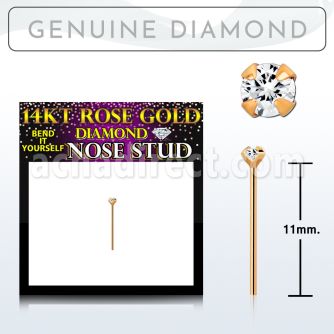 rydb1 piercing nariz doblar tu mismo oro rosa 14 kts 0 6mm diamante autentico redondo 1 5mm engastado distribuidor mayorista