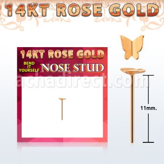 rysbt2 piercing nariz doblar tu mismo oro rosa 14 kts 0 6mm mariposa moderna distribuidor mayorista