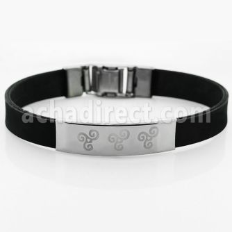 sbb42 brazalete goma acero inoxidable tres triskel mate distribuidor