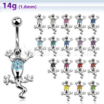 se009 piercing ombligo acero quirurgico brillo espejo lagarto cristal venta