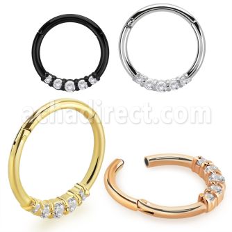 sgsh28 pvd plated steel hinged segment ring cnc cz side