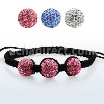 shm1 brazalete shamballa cuerda piel 3 bolas cubiertas multi cristal 14mm diametro ajustable distribuidor