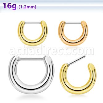 silver plated septum clicker in plain design w steel bar