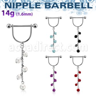 snpod11 barbell pezon estribo acero quirurgico bolas 5mm perlas falsas mayorista