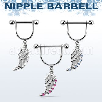 snpod17 barbell pezon estribo acero quirurgico bolas 5mm ala pajaro cristal borde mayorista